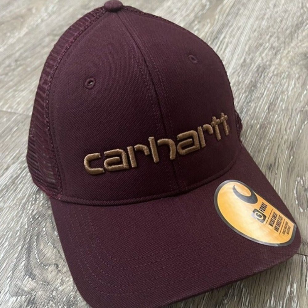 Carhartt Canvas Mesh-Back Logo Graphic Cap - Burgundy